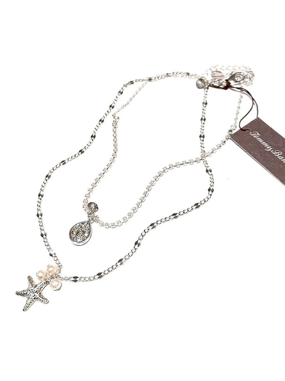 Tommy Bahama Silver Starfish Pearl Crystal Necklace NWT